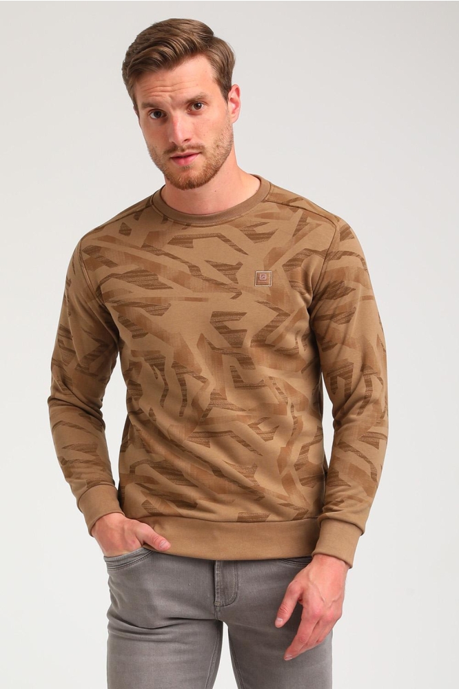 SWEATER MET PRINT 774770 4412 khaki brown